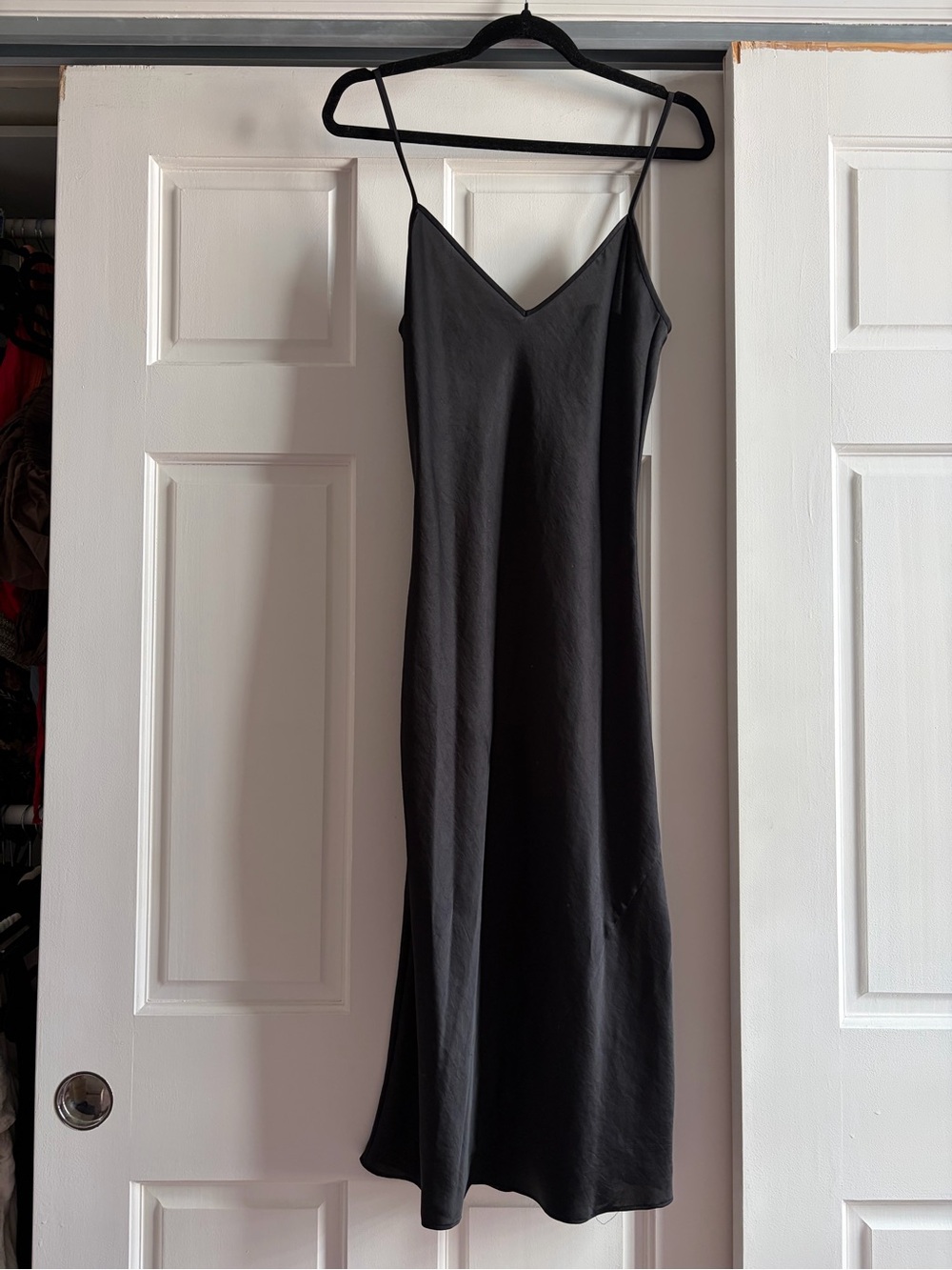 Wilfred Black Slip Midi Dress with Thin Straps